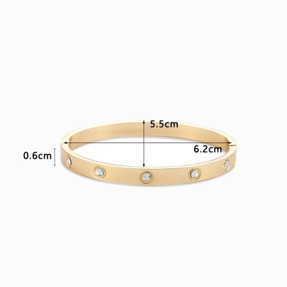 18K Gold Diamond Full Drill Love Inspired Bracelet Bangle Cuff No Fade Stackable - Picture 10 of 11